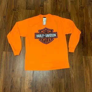 NWT Harley Davidson long sleeve Neon Orange St. Louis Gateway tee New